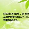 财联社8月2日电，Booking预计第三财季营收将增长2%-4%，分析师预期增长6.9%。