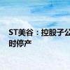 ST美谷：控股子公司暂时停产