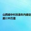 山西城中村改造年内建设安置住房2.99万套