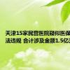 天津15家民营医院疑似医保重大违法违规 合计涉及金额1.5亿元