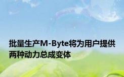 批量生产M-Byte将为用户提供两种动力总成变体