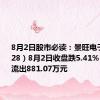 8月2日股市必读：景旺电子（603228）8月2日收盘跌5.41%，主力净流出881.07万元