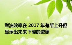 燃油效率在 2017 年有所上升但显示出未来下降的迹象