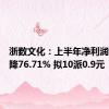 浙数文化：上半年净利润同比下降76.71% 拟10派0.9元