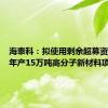 海泰科：拟使用剩余超募资金投建年产15万吨高分子新材料项目