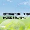 财联社8月7日电，土耳其BIST-100指数上涨1.43%。