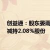 创益通：股东晏雨国拟减持2.08%股份