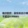 格尔软件：股东拟合计减持股份不超过0.9988%