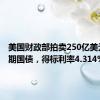 美国财政部拍卖250亿美元30年期国债，得标利率4.314%