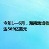 今年1—6月，海南跨境收支规模达569亿美元