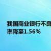 我国商业银行不良贷款率降至1.56%