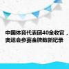 中国体育代表团40金收官，创境外奥运会参赛金牌数新纪录