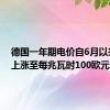 德国一年期电价自6月以来首次上涨至每兆瓦时100欧元