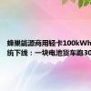 蜂巢能源商用轻卡100kWh电池系统下线：一块电池货车跑300公里