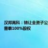 汉邦高科：转让全资子公司天津普泰100%股权