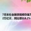 7月末社会融资规模存量为395.72万亿元，同比增长8.2%