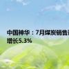 中国神华：7月煤炭销售量同比增长5.3%