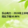 乐山电力：2024年上半年净利润同比下降30.86%