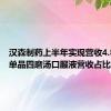 汉森制药上半年实现营收4.8亿元  单品四磨汤口服液营收占比超50%