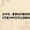 云中马：董事长叶福忠拟增持600万至1000万元公司股份