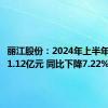 丽江股份：2024年上半年净利润1.12亿元 同比下降7.22%