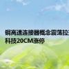 铜高速连接器概念震荡拉升 凯旺科技20CM涨停