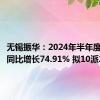 无锡振华：2024年半年度净利润同比增长74.91% 拟10派2元