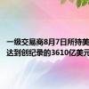 一级交易商8月7日所持美国国债达到创纪录的3610亿美元