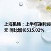 上海机场：上半年净利润8.15亿元 同比增长515.02%