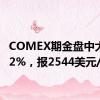 COMEX期金盘中大涨超2%，报2544美元/盎司