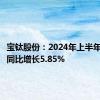 宝钛股份：2024年上半年净利润同比增长5.85%