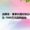 法狮龙：董事长提议拟以4000万元-7000万元回购股份