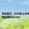 双杰电气：2024年上半年净利润同比增长43.31%