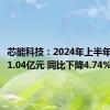 芯能科技：2024年上半年净利润1.04亿元 同比下降4.74%