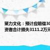 聚力文化：预计应赔偿304名投资者合计损失3111.2万元