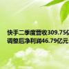 快手二季度营收309.75亿元,经调整后净利润46.79亿元