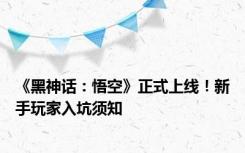 《黑神话：悟空》正式上线！新手玩家入坑须知