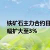 铁矿石主力合约日内涨幅扩大至3%