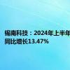 锡南科技：2024年上半年净利润同比增长13.47%