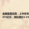 金融监管总局：上半年农险赔付475亿元，同比增长5.1%