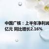 中国广核：上半年净利润71.09亿元 同比增长2.16%