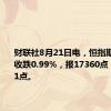 财联社8月21日电，恒指期货夜盘收跌0.99%，报17360点，低水151点。