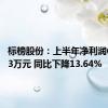 标榜股份：上半年净利润6128.33万元 同比下降13.64%