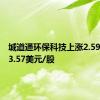 城道通环保科技上涨2.59%，报3.57美元/股