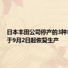 日本丰田公司停产的3种车型将于9月2日起恢复生产