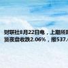 财联社8月22日电，上期所原油期货夜盘收跌2.06%，报537.6元/桶。