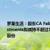 罗莱生活：股东CA Fabric Investments拟减持不超过1%公司股份