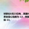 财联社8月23日电，英国8月Gfk消费者信心指数为-13，预期-12，前值-13。