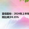 富佳股份：2024年上半年净利润同比减少0.35%