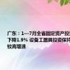 广东：1—7月全省固定资产投资额同比下降1.9% 设备工器具投资保持23.4%的较高增速